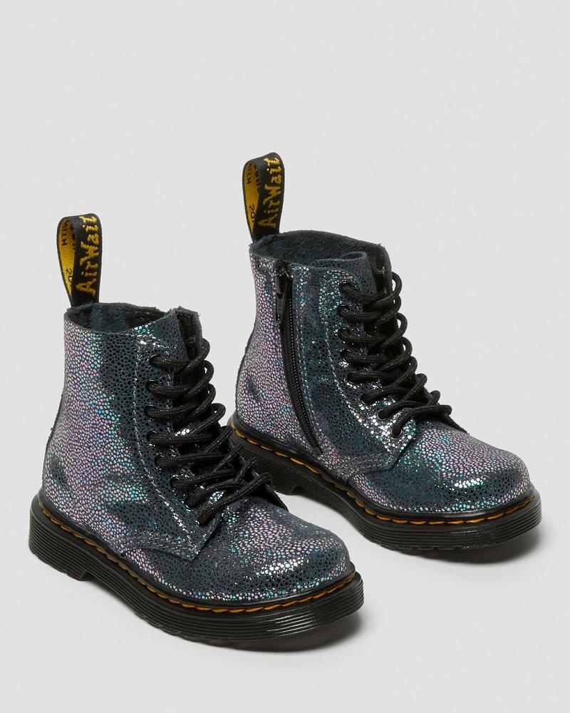 Kids' Dr Martens Toddler 1460 Pascal Iridescent Lace Up Boots Metal | AU 698JPQ